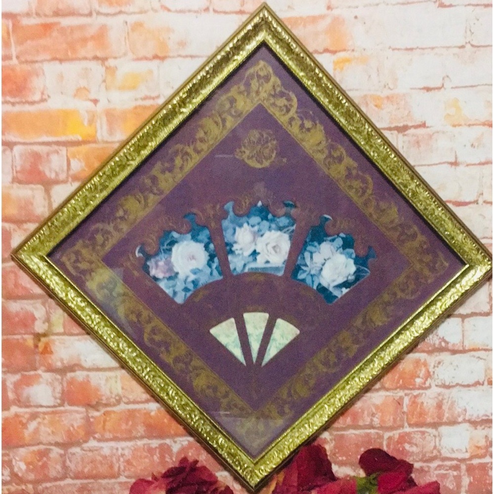 Vintage 70s Home Interiors
Victorian Fan snd Flowers Framed Print